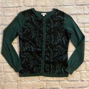 New York & Company Emerald Green and Black Cardigan GUC